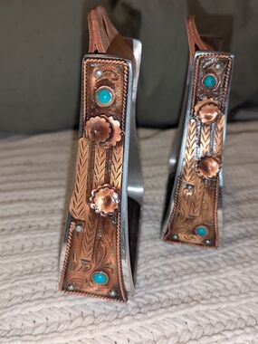Weaver Ornate Copper & Turquoise Cactus Sturrips